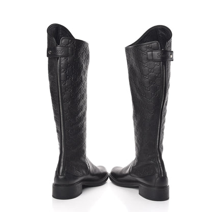 Gucci Guccissima Calfskin Miro Soft Knee High Riding Boots 39 Black 5 of 10