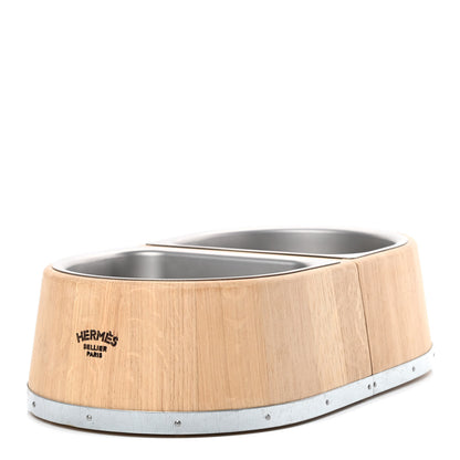 Hermes Oak Wood Large Chaine d'Ancre Dog Bowl Naturel 1 of 11