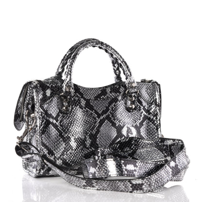 Balenciaga Metallic Calfskin Snakeskin Embossed Classic Silver Hardware Mini City Silver 2 of 10