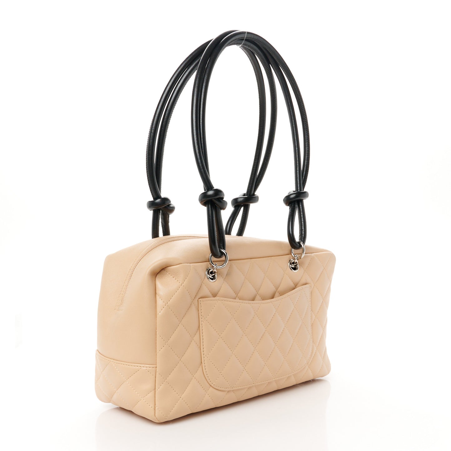 Calfskin Quilted Large Cambon Bowler Beige Black