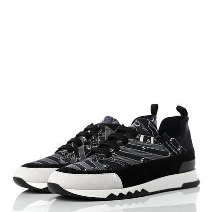 Hermes Neoprene Suede Sneakers 43 Black White 3 of 8