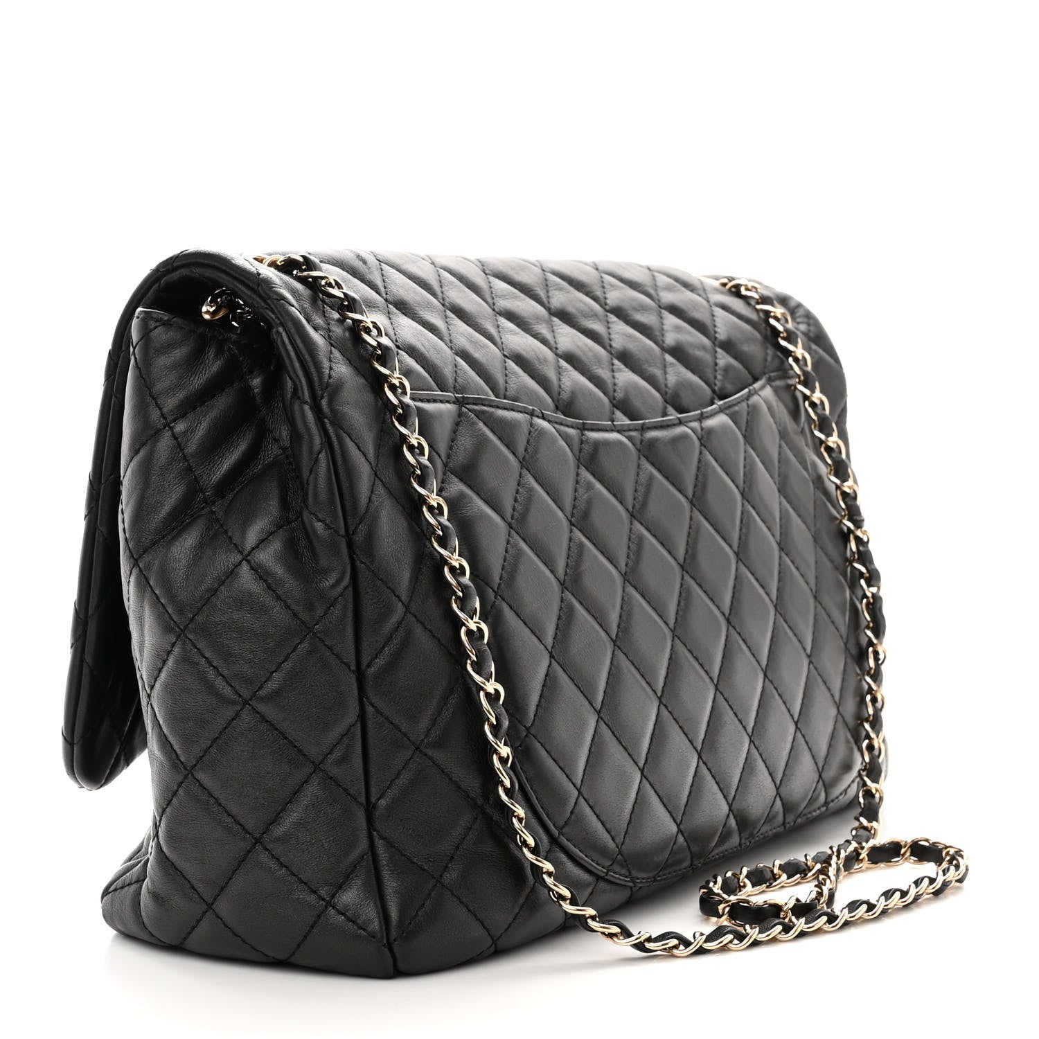 Chanel Metallized Calfskin Quilted Small XXL Travel Flap Bag Black 3 of 10