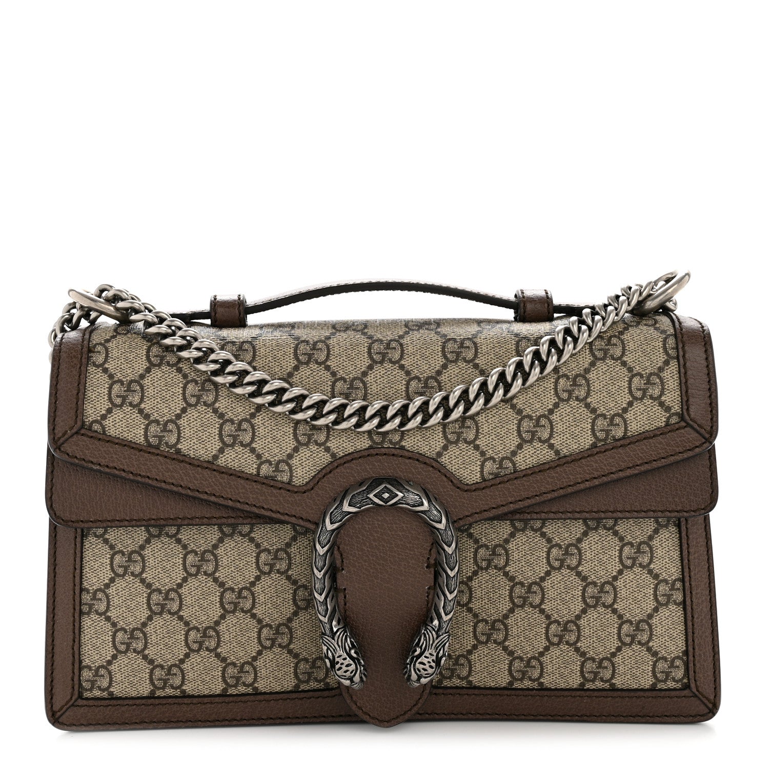 Gucci GG Supreme Monogram Textured Dollar Calfskin Top Handle Dionysus Shoulder Bag Beige Ebony New Acero 1 of 13