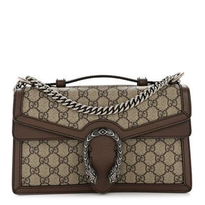 Gucci GG Supreme Monogram Textured Dollar Calfskin Top Handle Dionysus Shoulder Bag Beige Ebony New Acero 1 of 13