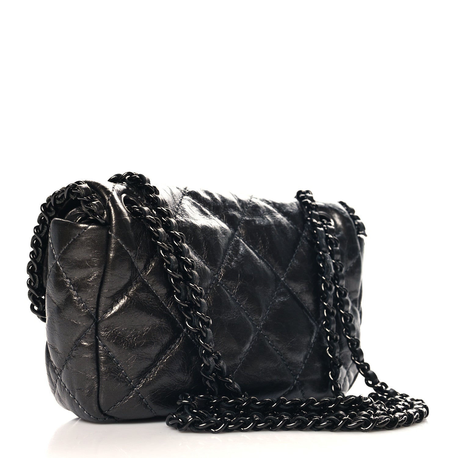 Chanel Metallic Aged Calfskin Mini Chain Me Flap Dark Grey 3 of 10