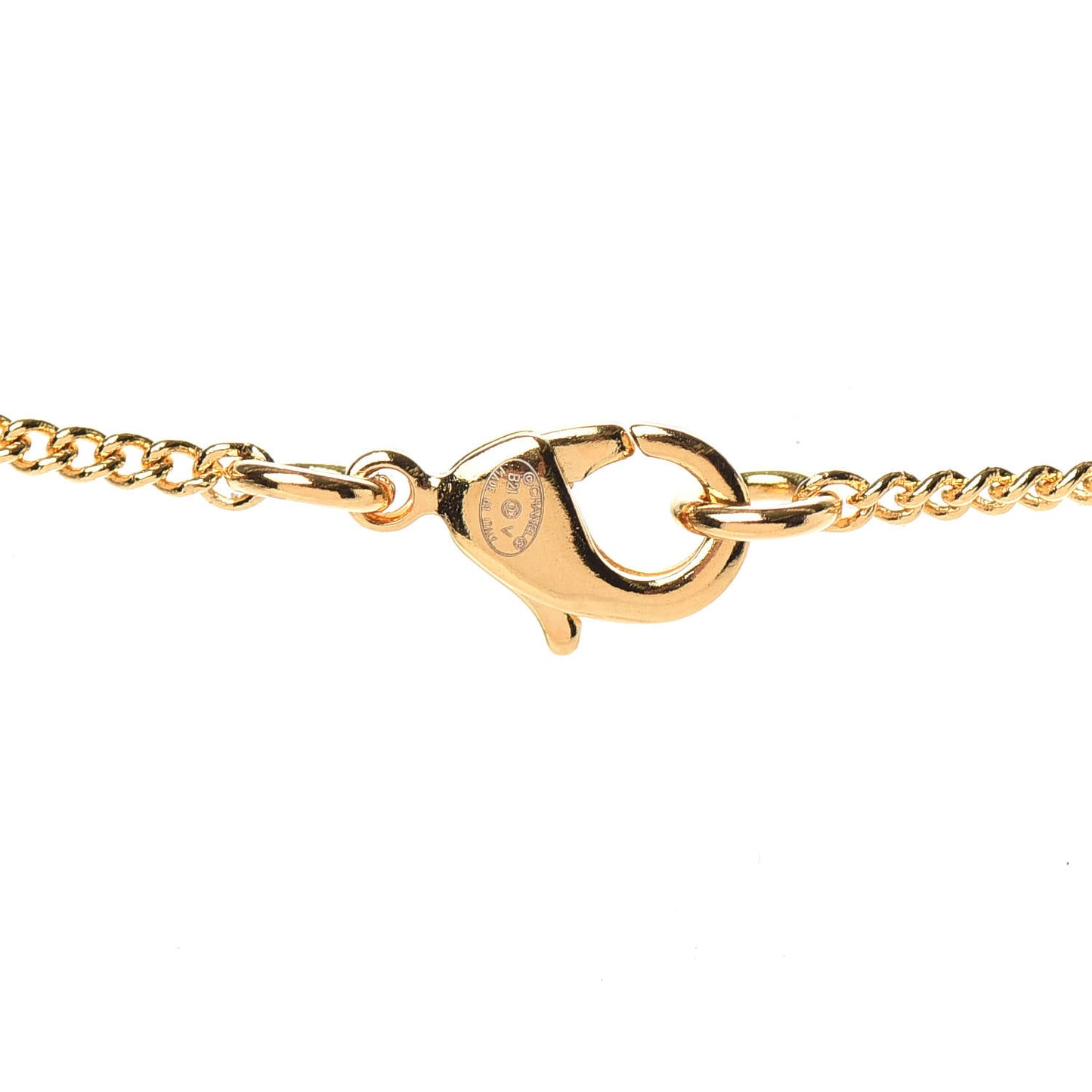Metal CC Paris Button Necklace Gold