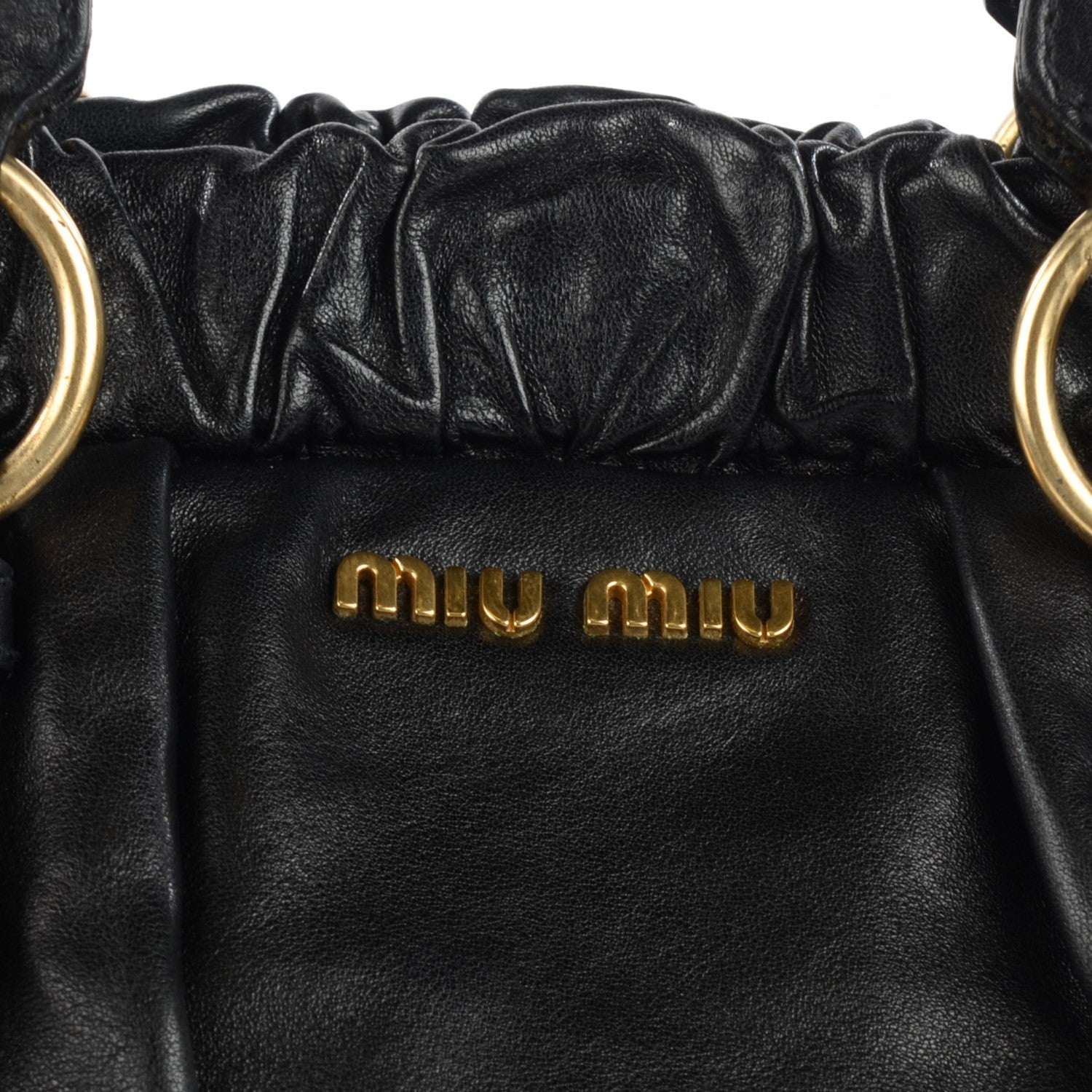 Miu Miu Vitello Lux Gathered Tote Black 6 of 8