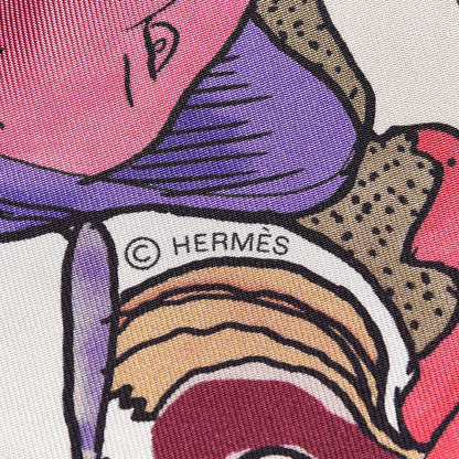 Hermes Silk Metamorphoses Par Paris Scarf 90 Rose Cendre Vert 4 of 6