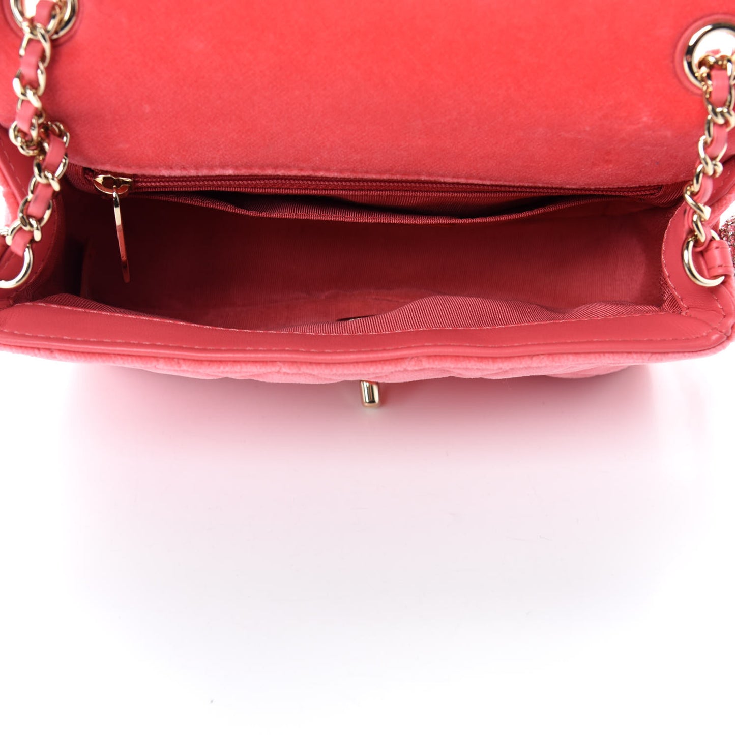 Velvet Quilted Mini Rectangular Pearl Crush Flap Pink