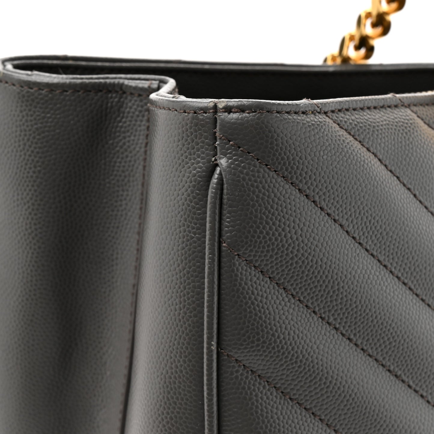 Grain De Poudre Matelasse Chevron Monogram Shopping Bag Fog