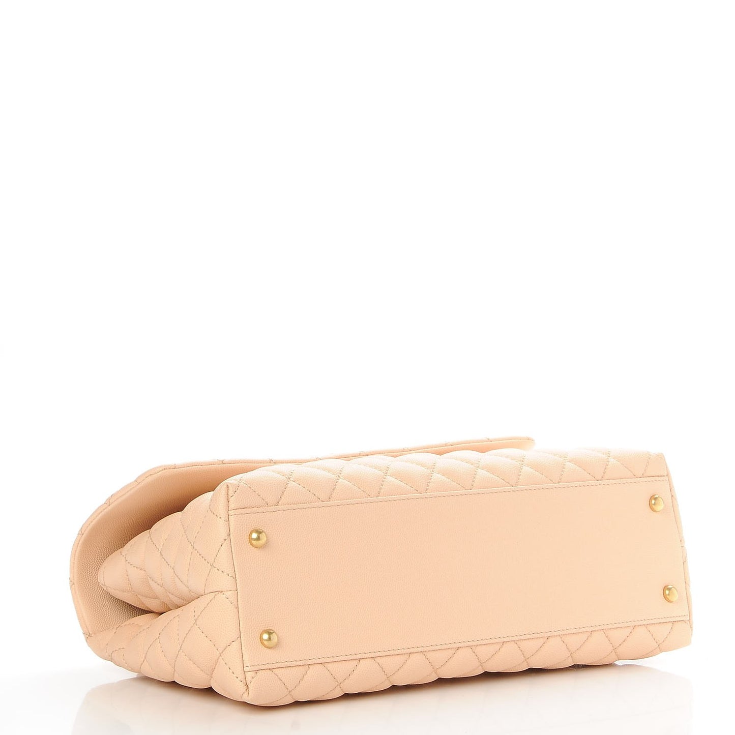 Caviar Quilted Medium Coco Handle Flap Light Beige