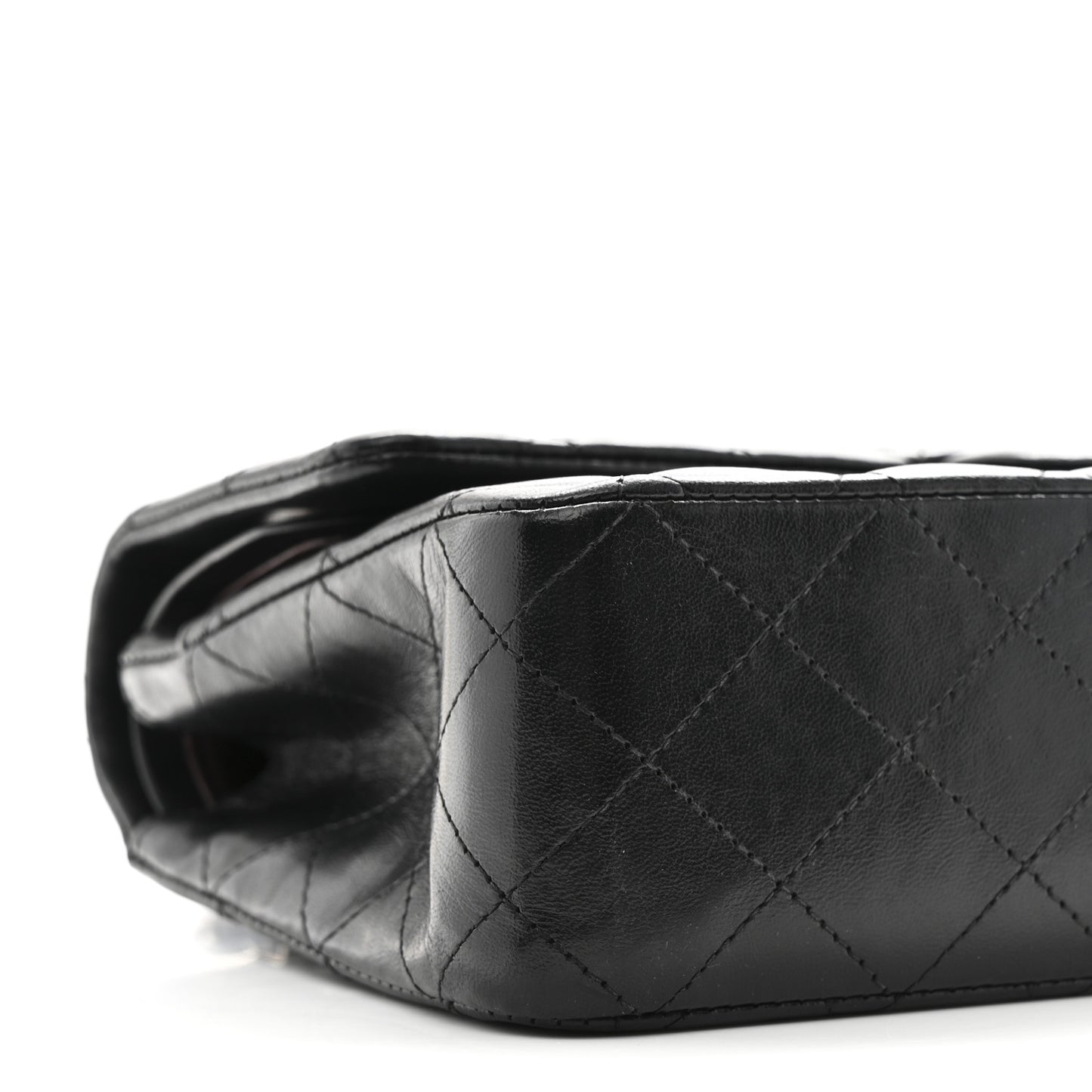 Lambskin Quilted Medium Double Flap Black