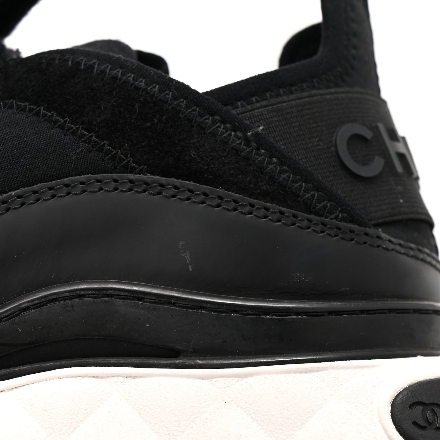 Velvet Calfskin Mixed Fibers CC Sneakers 36 Black