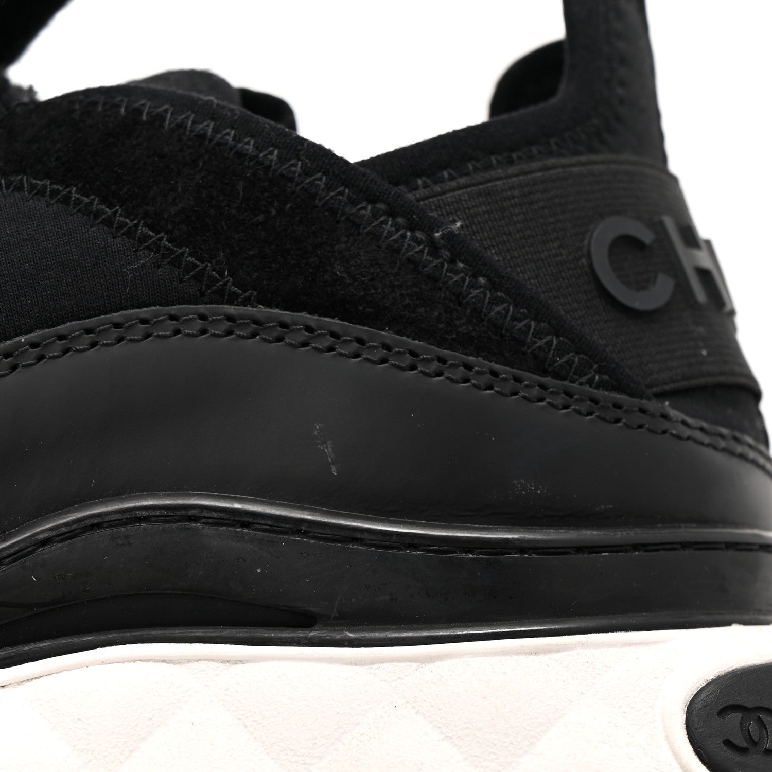 Chanel Velvet Calfskin Mixed Fibers CC Sneakers 36 Black 12 of 12