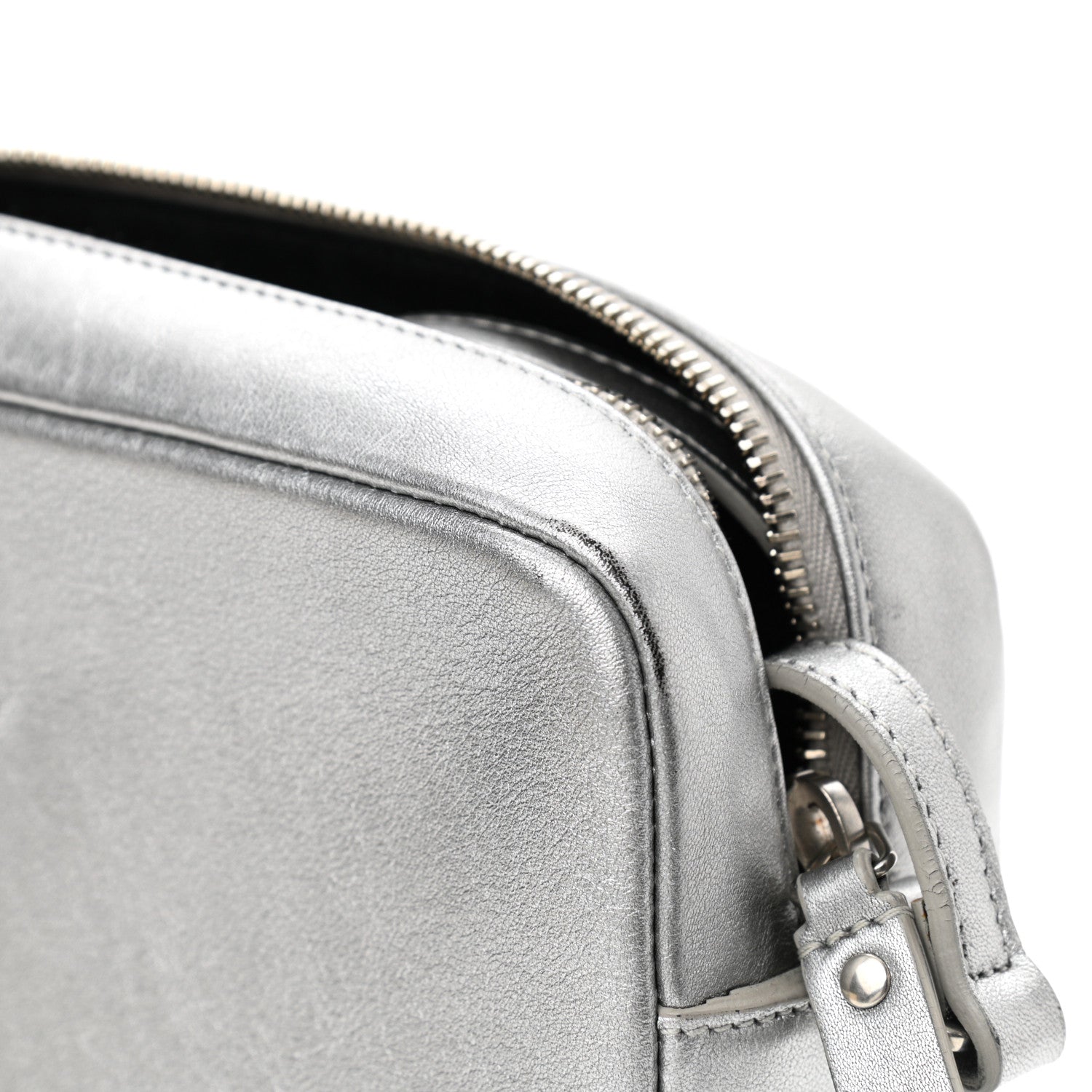 Saint Laurent Metallic Calfskin Monogram Small Lou Camera Bag Silver 11 of 14