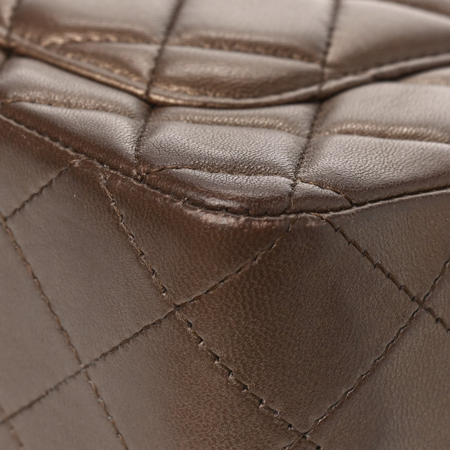 Metallic Lambskin Quilted Mini Rectangular Flap Gold