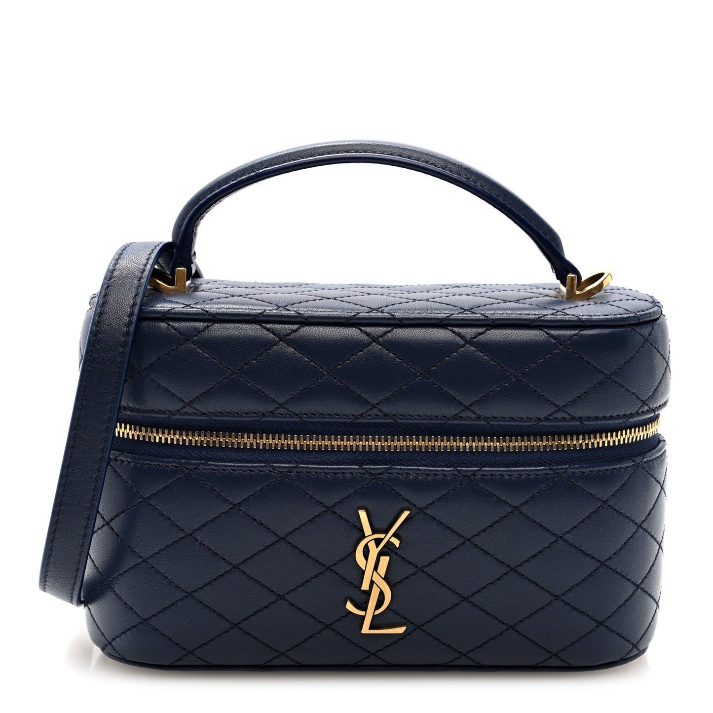 Lambskin Quilted Mini Gaby Vanity Case Marine