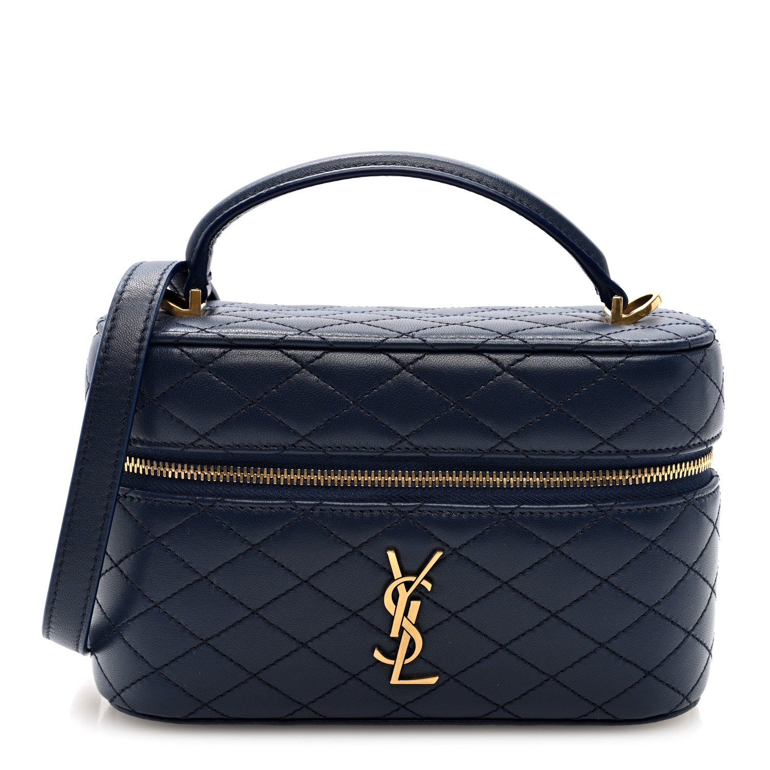 Saint Laurent Lambskin Quilted Mini Gaby Vanity Case Marine 1 of 9