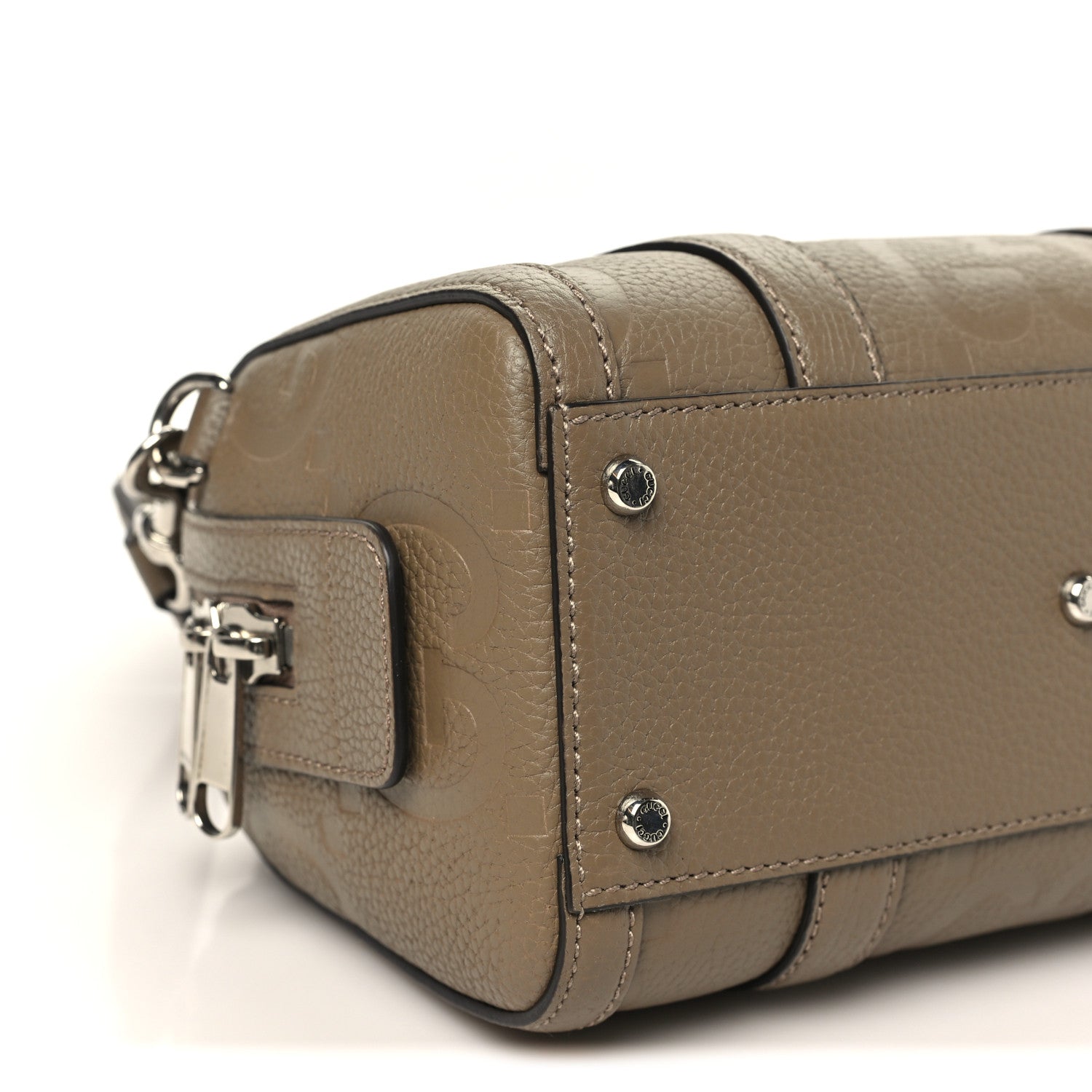 Gucci Piuma Calfskin Jumbo GG Embossed Mini Duffle Bag Good Taupe 9 of 11