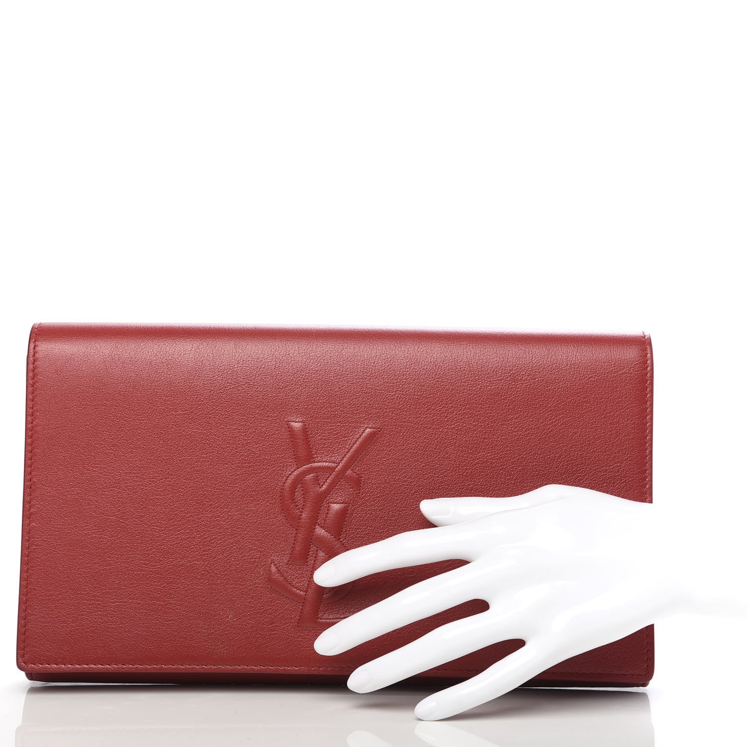 Saint Laurent Calfskin Monogram Large Belle De Jour Clutch Red 2 of 12
