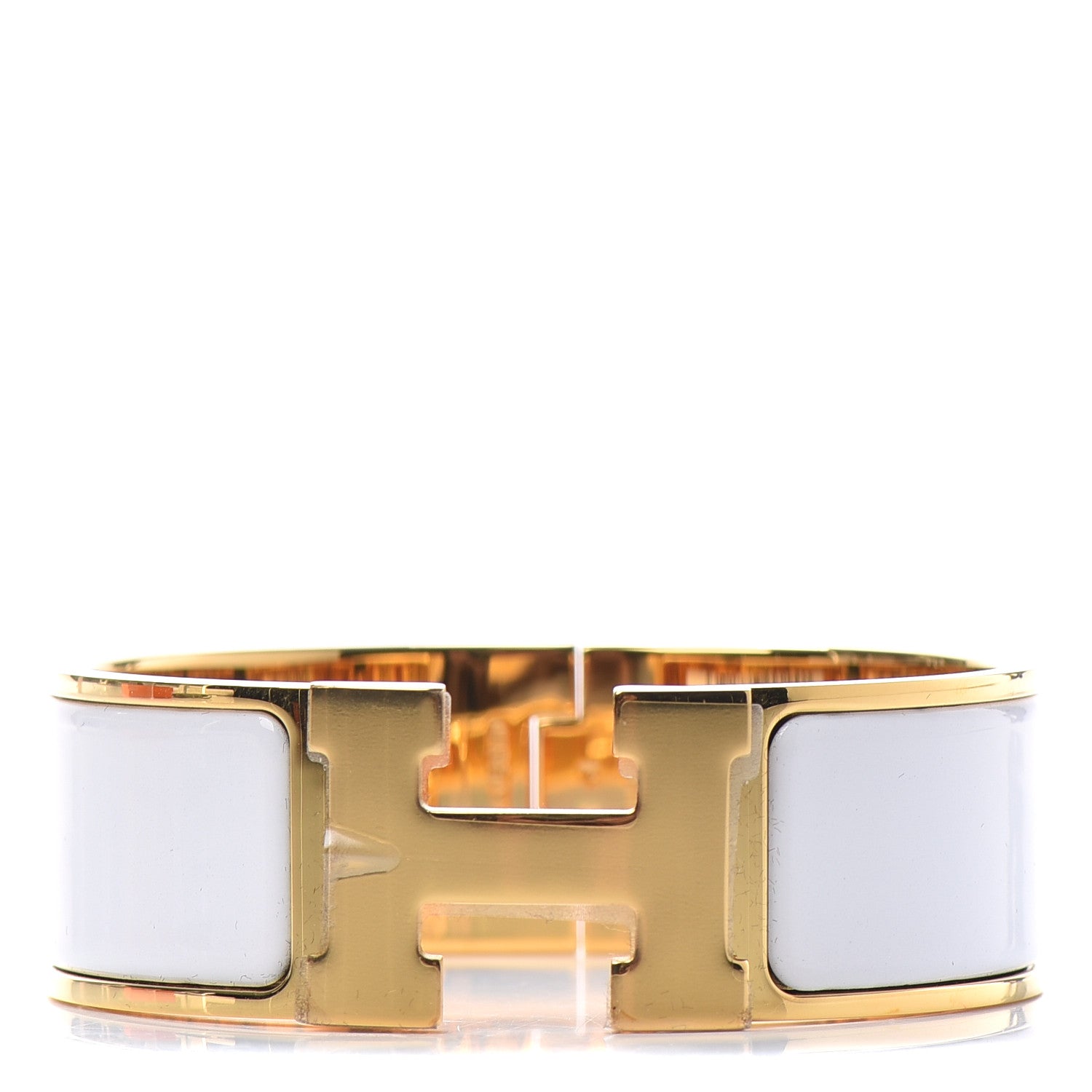 Hermes Enamel Wide Clic Clac H Bracelet GM White 1 of 5