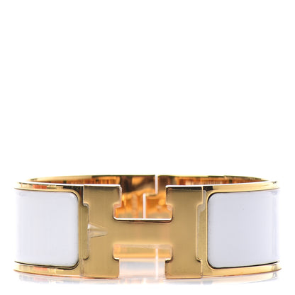 Hermes Enamel Wide Clic Clac H Bracelet GM White 1 of 5