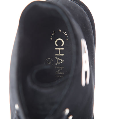 Chanel Velvet CC Lace Up Boots 41 Black 5 of 7