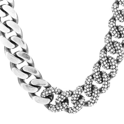 Saint Laurent Crystal Curb Chain Necklace Oxidized Silver Oxidized Silver 4 of 6