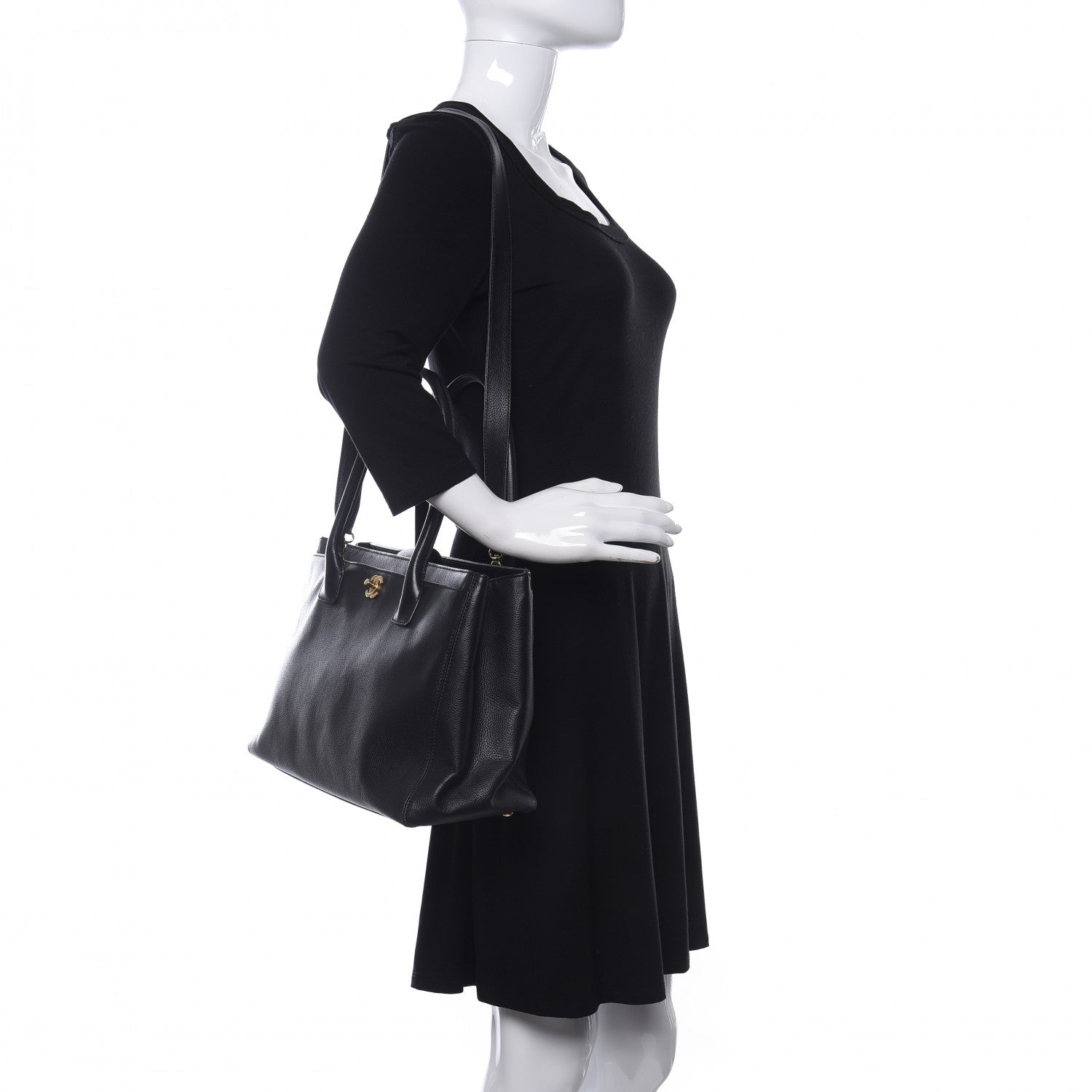 Chanel Calfskin Cerf Executive Shopper Tote Black 2 of 10