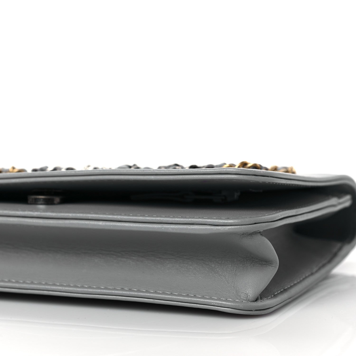 Chanel Calfskin Chain 20s Signe Wallet on Chain WOC Grey 9 of 10