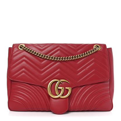 Gucci Calfskin Matelasse Large GG Marmont Shoulder Bag Hibiscus Red 1 of 11