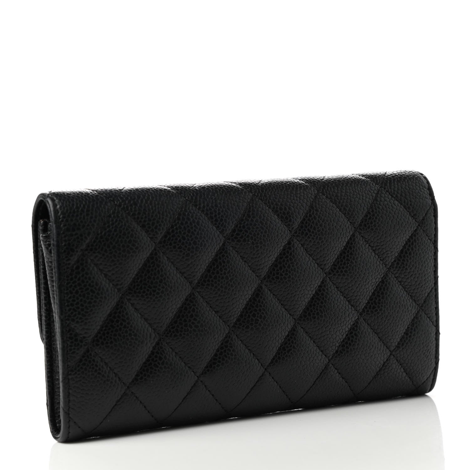 Chanel Caviar Quilted Large Gusset Flap Wallet Black 3 of 9