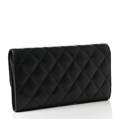 Chanel Caviar Quilted Large Gusset Flap Wallet Black 3 of 9