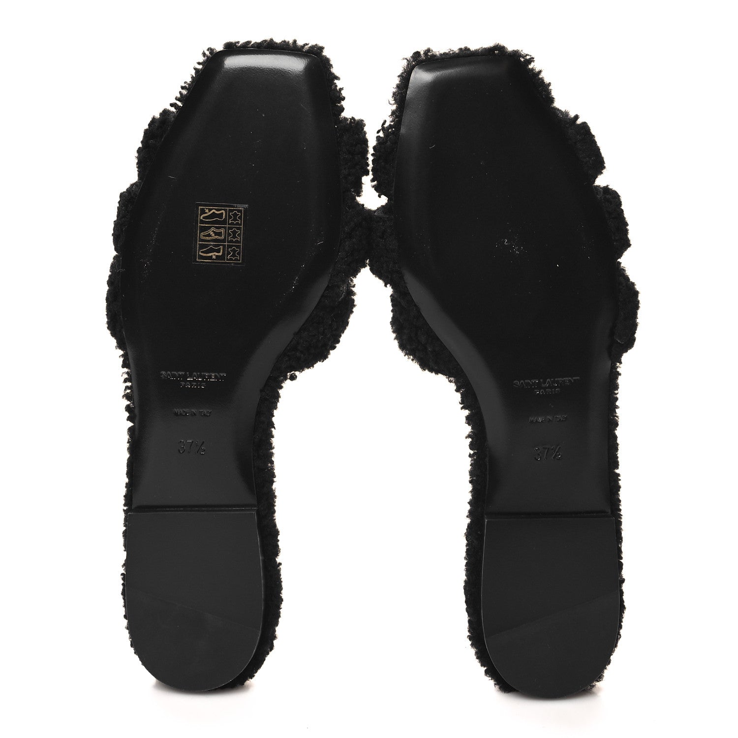 Saint Laurent Shearling Tribute Flat Mules 37.5 Black 5 of 9