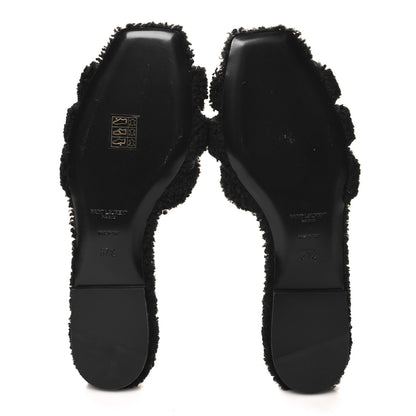 Saint Laurent Shearling Tribute Flat Mules 37.5 Black 5 of 9