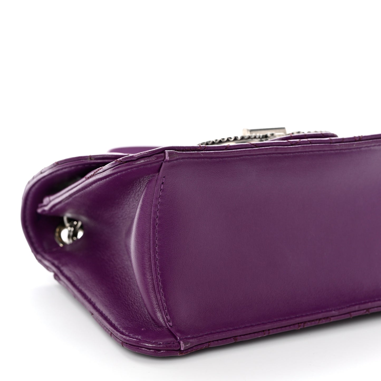Calfskin Quilted Gancini Small Flap Bag Purple