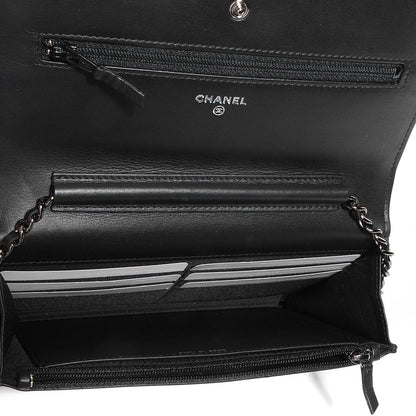 Chanel Metallic Calfskin Chevron Boy Wallet On Chain WOC Black 6 of 9