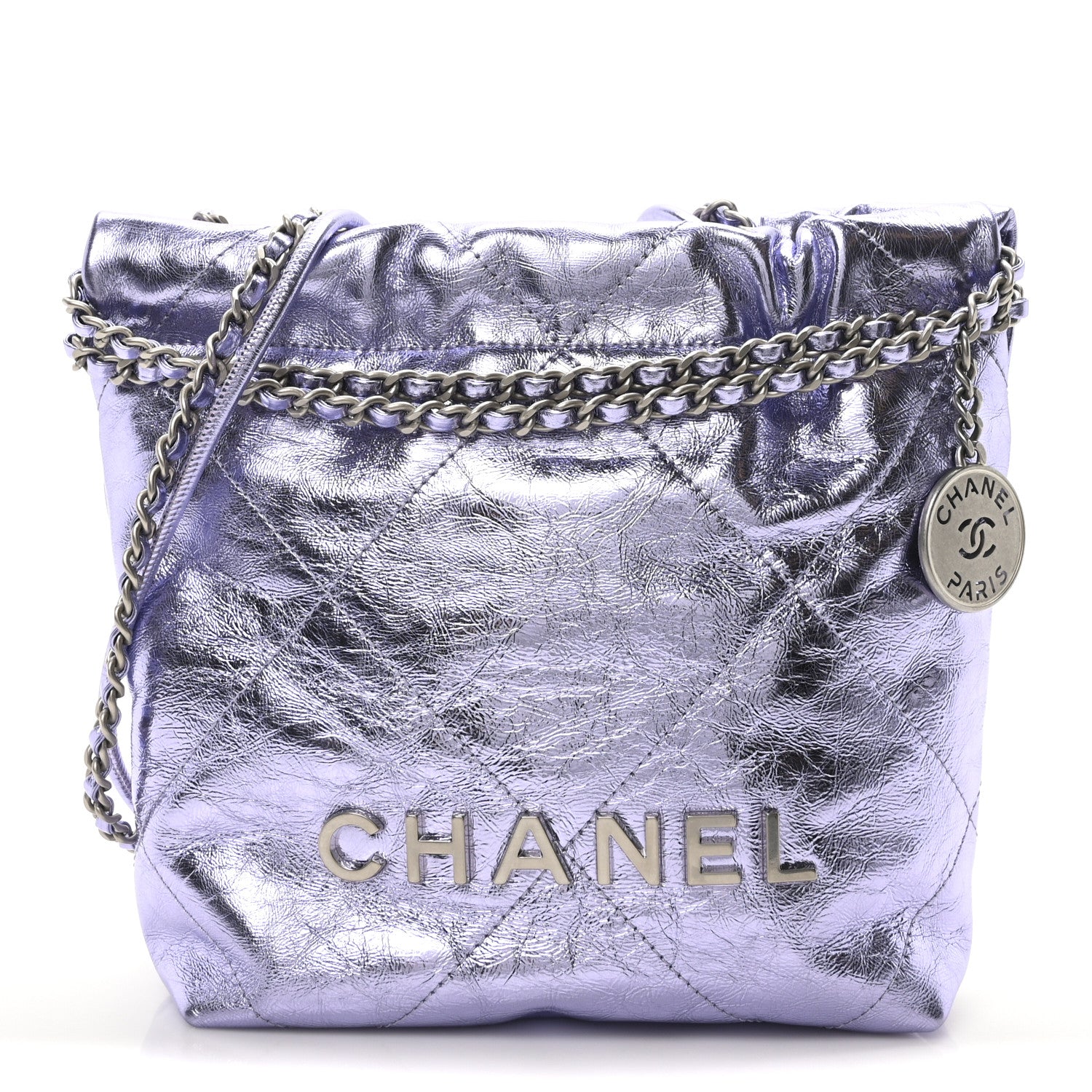 Chanel Metallic Calfskin Quilted Mini Chanel 22 Lilac 1 of 11