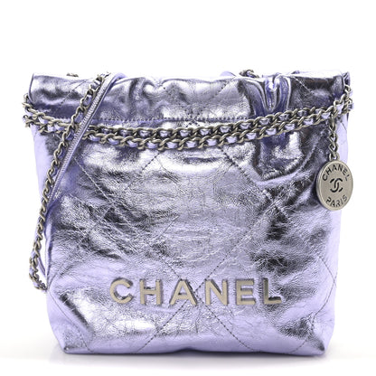 Chanel Metallic Calfskin Quilted Mini Chanel 22 Lilac 1 of 11