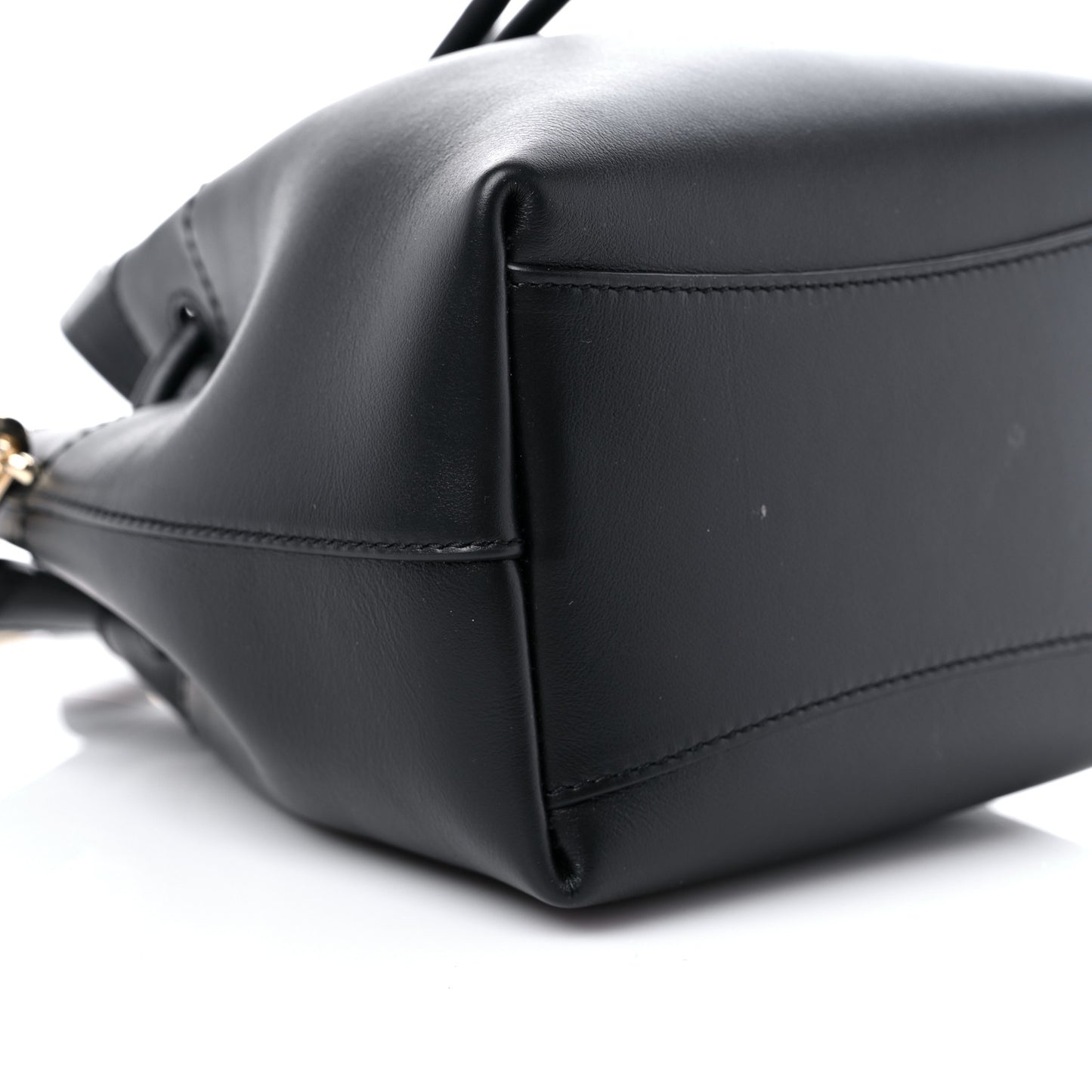 Smooth Shiny Calfskin Bon Bon Bucket Bag Black