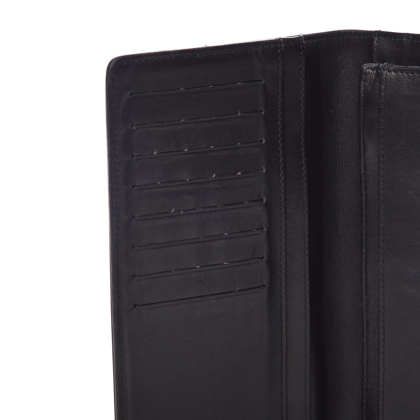 Lambskin Embossed Logo Yen Wallet Black