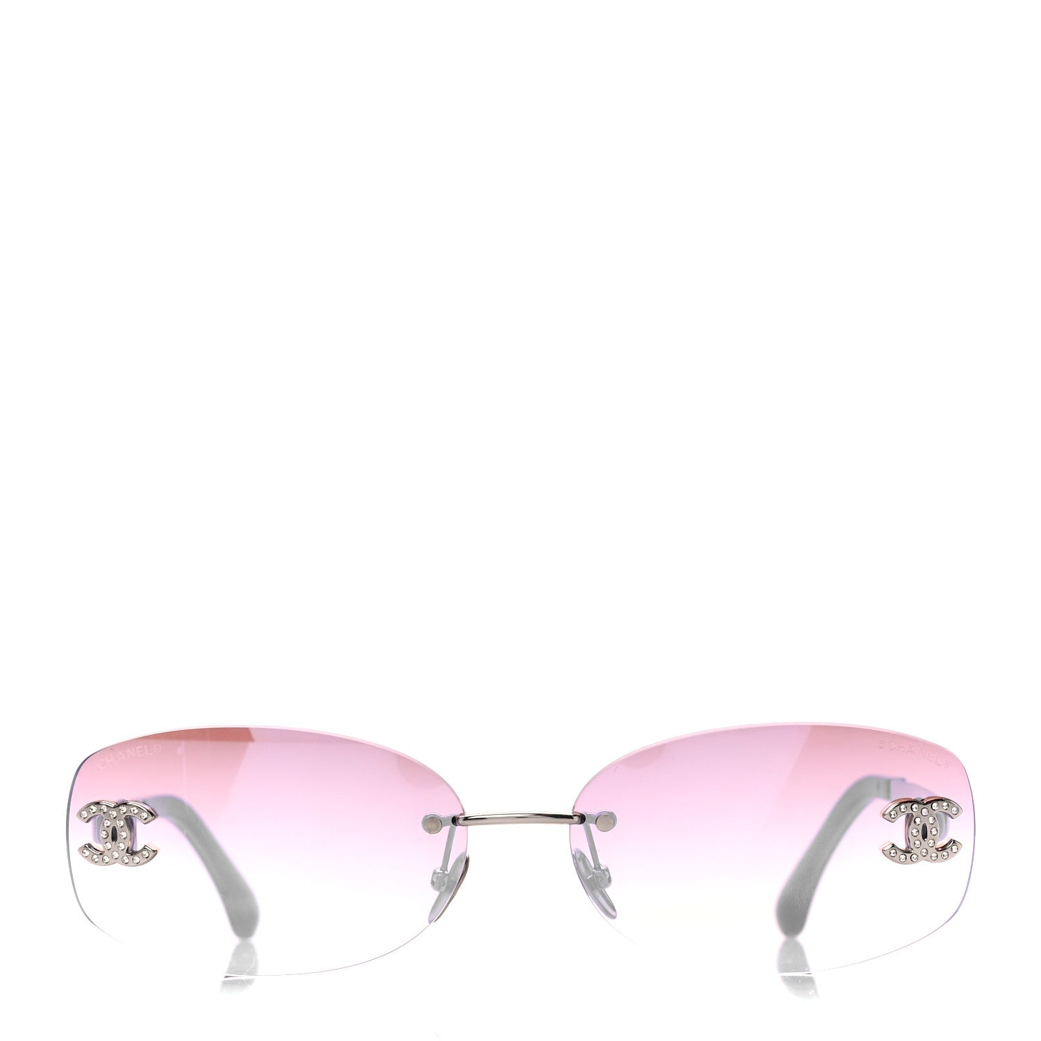 Chanel Metal Mirrored Crystal CC Oval Sunglasses 71559 Pink 2 of 9