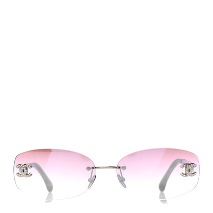 Chanel Metal Mirrored Crystal CC Oval Sunglasses 71559 Pink 2 of 9