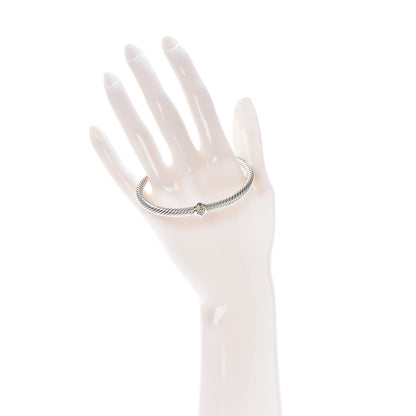 David Yurman Sterling Silver 14K Yellow Gold Blue Topaz Lapis Lazuli 5mm Cable Renaissance Station Bracelet 2 of 4