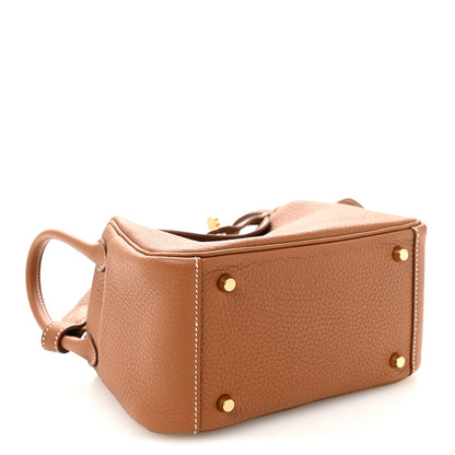 Hermes Taurillon Clemence Mini Lindy 20 Gold 4 of 10
