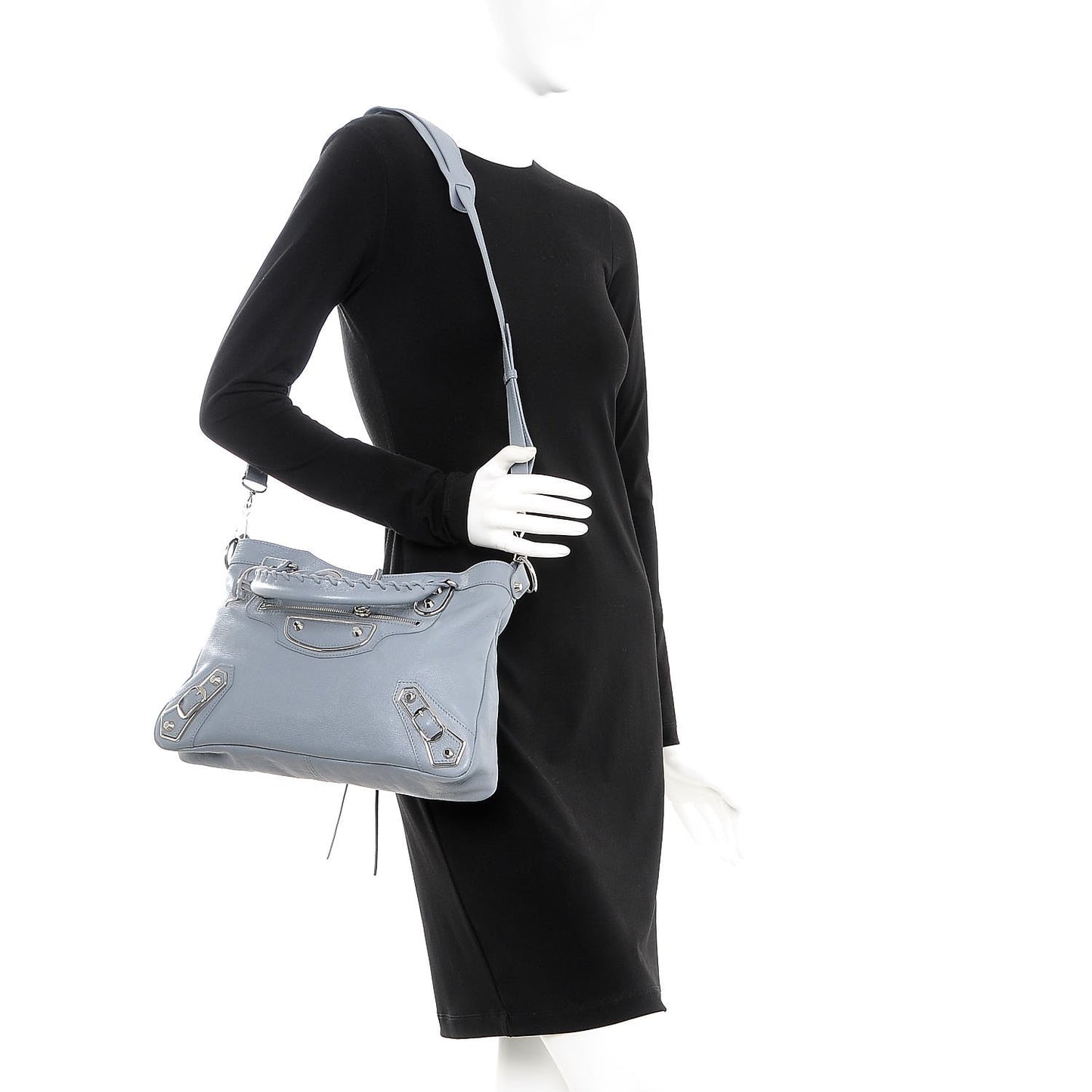 Chevre Silver Metallic Edge Hardware Town Bleu Acier