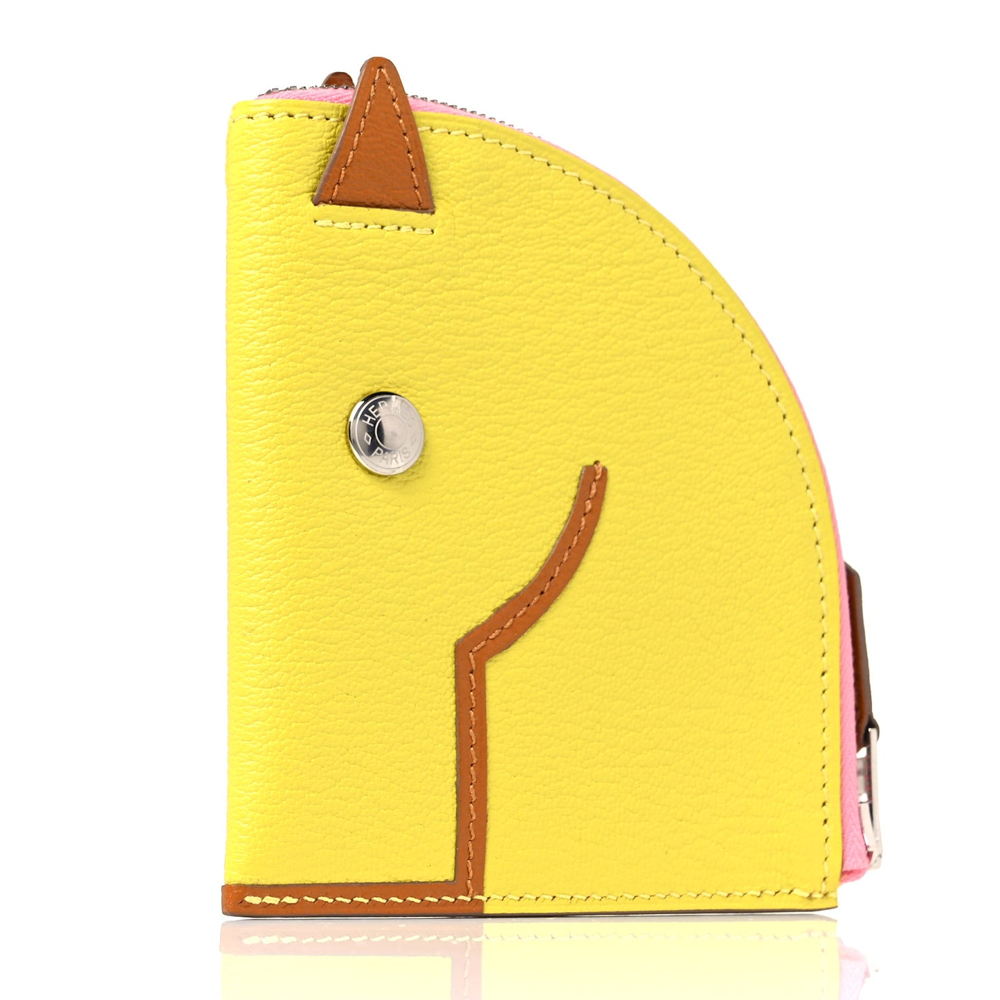Chevre Mysore Paddock Change Purse Lime Caramel