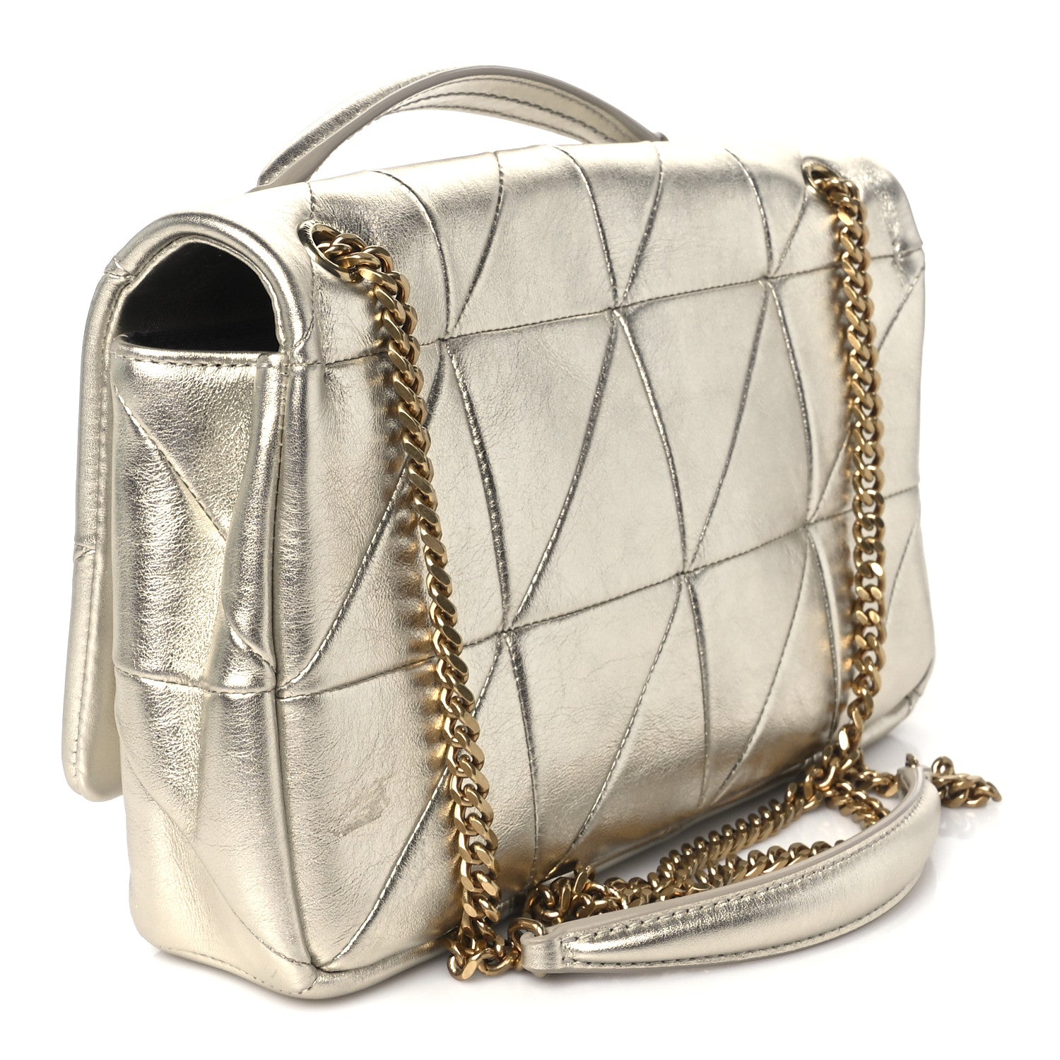 Saint Laurent Lambskin Patchwork Monogram Medium Jamie Gold 3 of 11