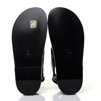 Chanel Lambskin Velcro Dad Sandals 37 Black 7 of 12