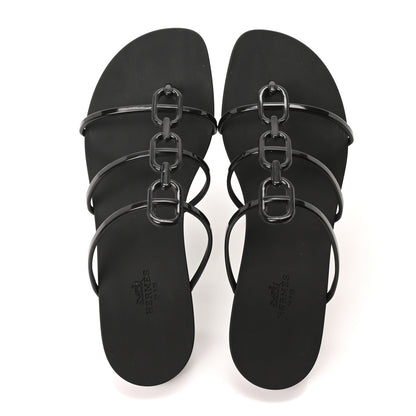 Hermes Rubber Womens Mykonos Sandals 39 Black 2 of 9